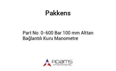 0-600 Bar 100 mm Alttan Bağlantılı Kuru Manometre